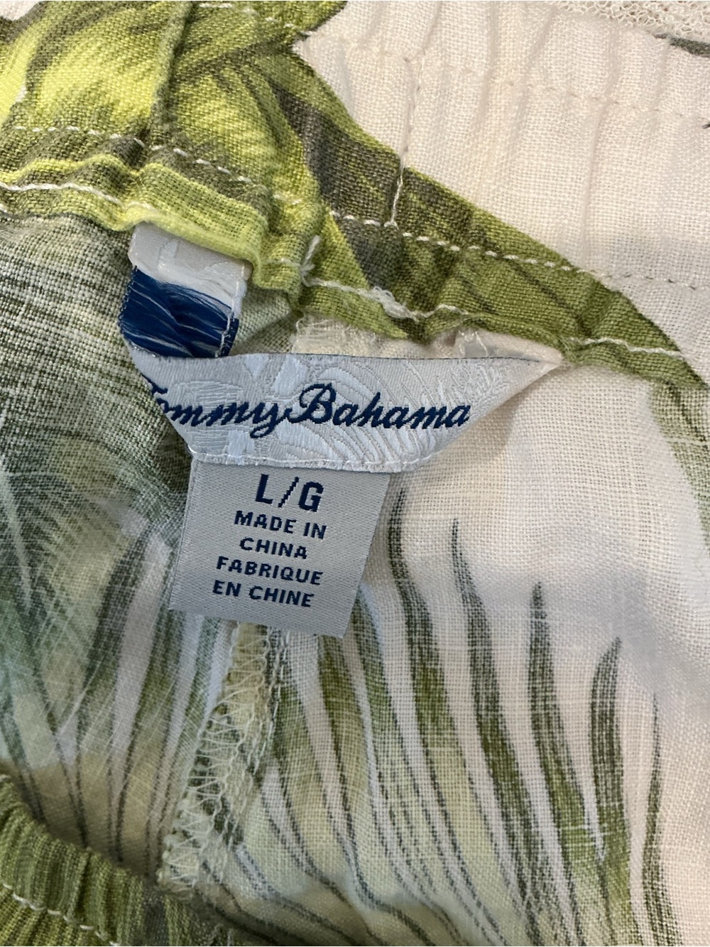 Tommy Bahama White Linen Pants with Green Palm Print - Picture 3 of 5